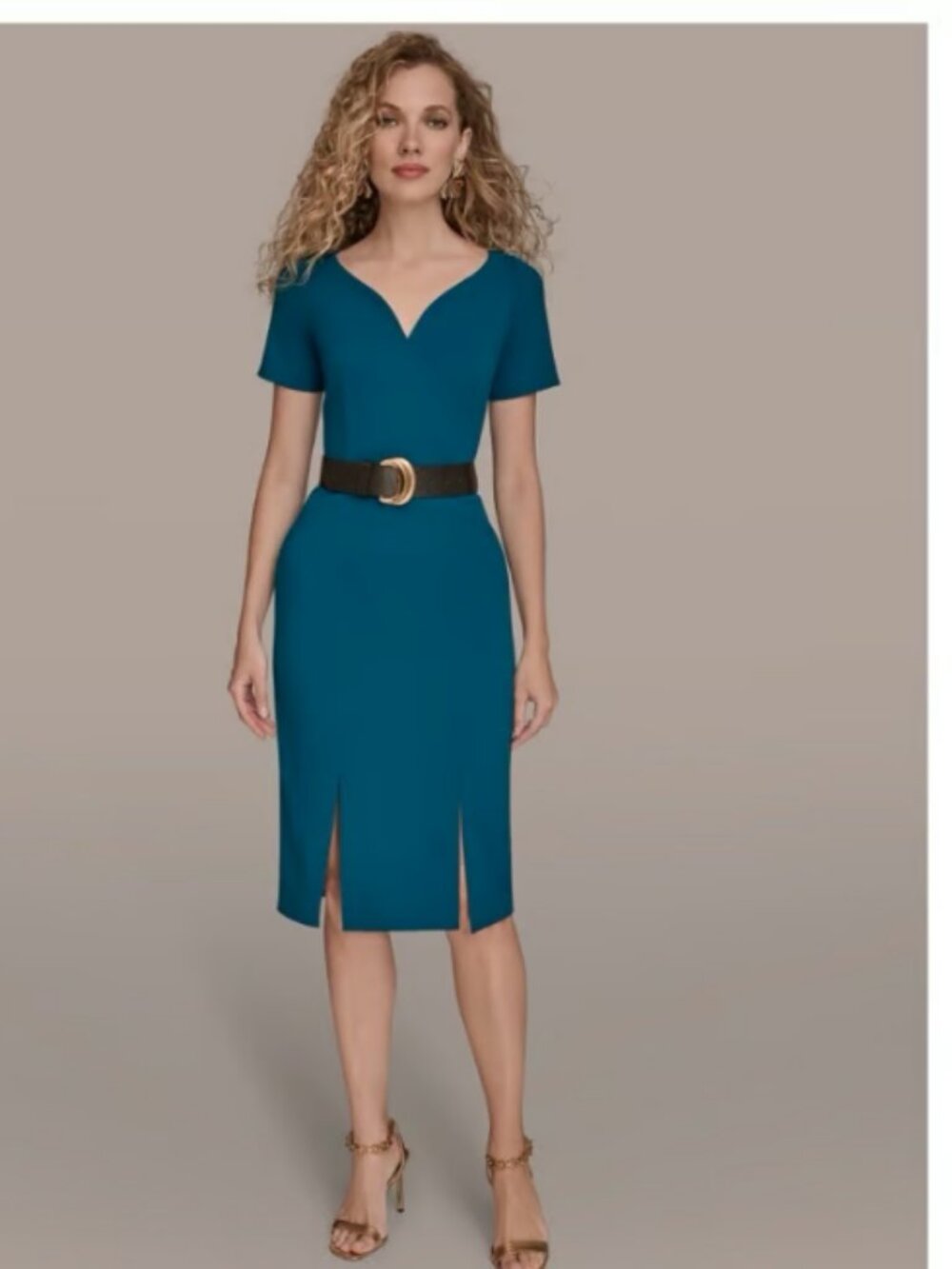 NWT Donna Karan NY Sheath Dress Size 12 Midnight Green Knee‑Length  - B154
